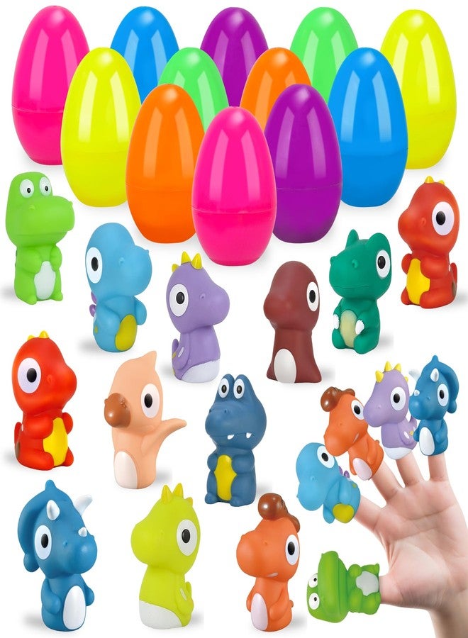 ZIRSENG 24 PCS Prefilled Easter Eggs with Dinosaur Finger Puppets, Easter Basket Stuffers for Kids Hunting Games, Easter Eggs with Toys Inside for Basket Stuffers Fillers - Image 1