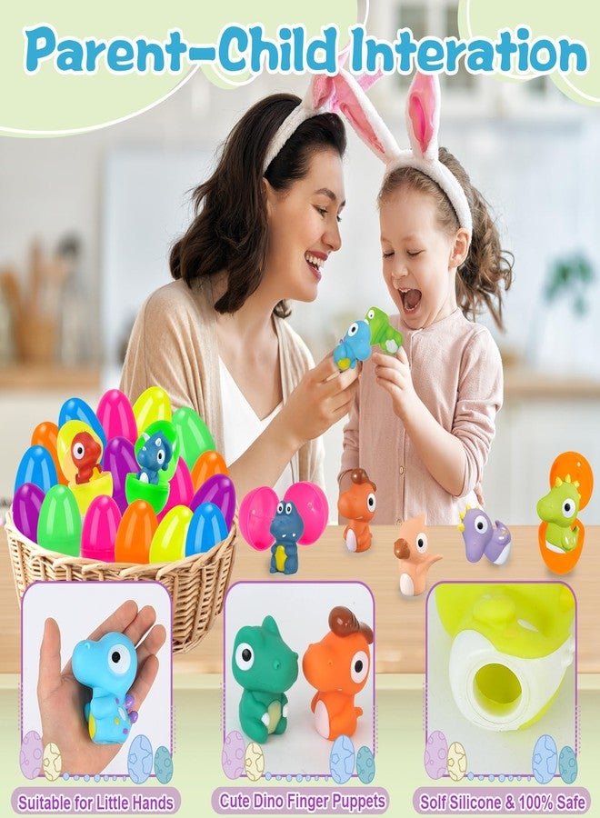 ZIRSENG 24 PCS Prefilled Easter Eggs with Dinosaur Finger Puppets, Easter Basket Stuffers for Kids Hunting Games, Easter Eggs with Toys Inside for Basket Stuffers Fillers - Image 3