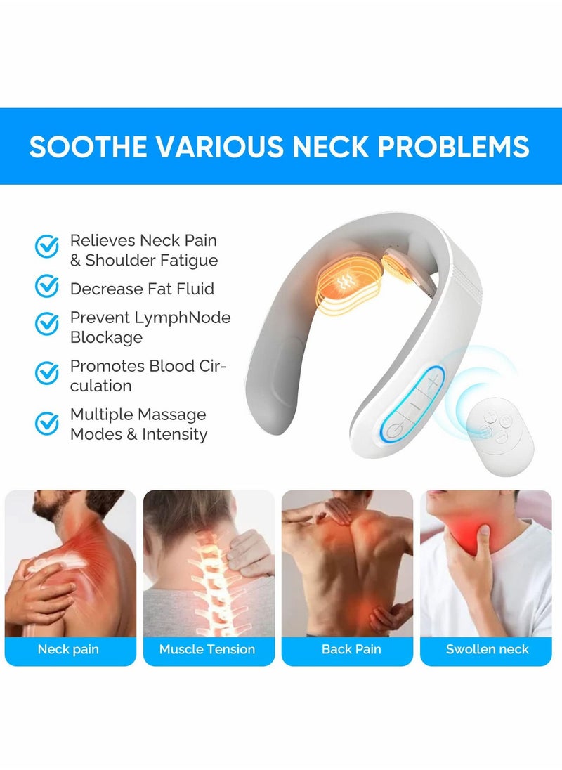 Excefore - Neck Massager with Heat, Cordless for Pain Relief Deep Tissue 2 Metal Plates, EMS Acupoints Lymphvity Massage Device, 15 Levels Relax Ultima - Image 1