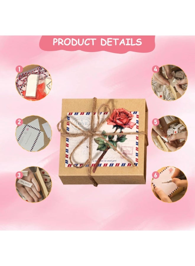 Bukela 1 Set Love Letter Box with Envelopes , 4x4x2 Inch Tiny DIY Cards & Love Notes, Romantic Gift for Long Distance Couples, Notes for Him & Her - Image 2