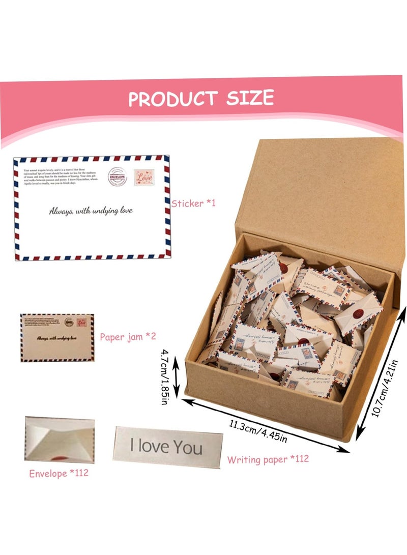 Bukela 1 Set Love Letter Box with Envelopes , 4x4x2 Inch Tiny DIY Cards & Love Notes, Romantic Gift for Long Distance Couples, Notes for Him & Her - Image 3