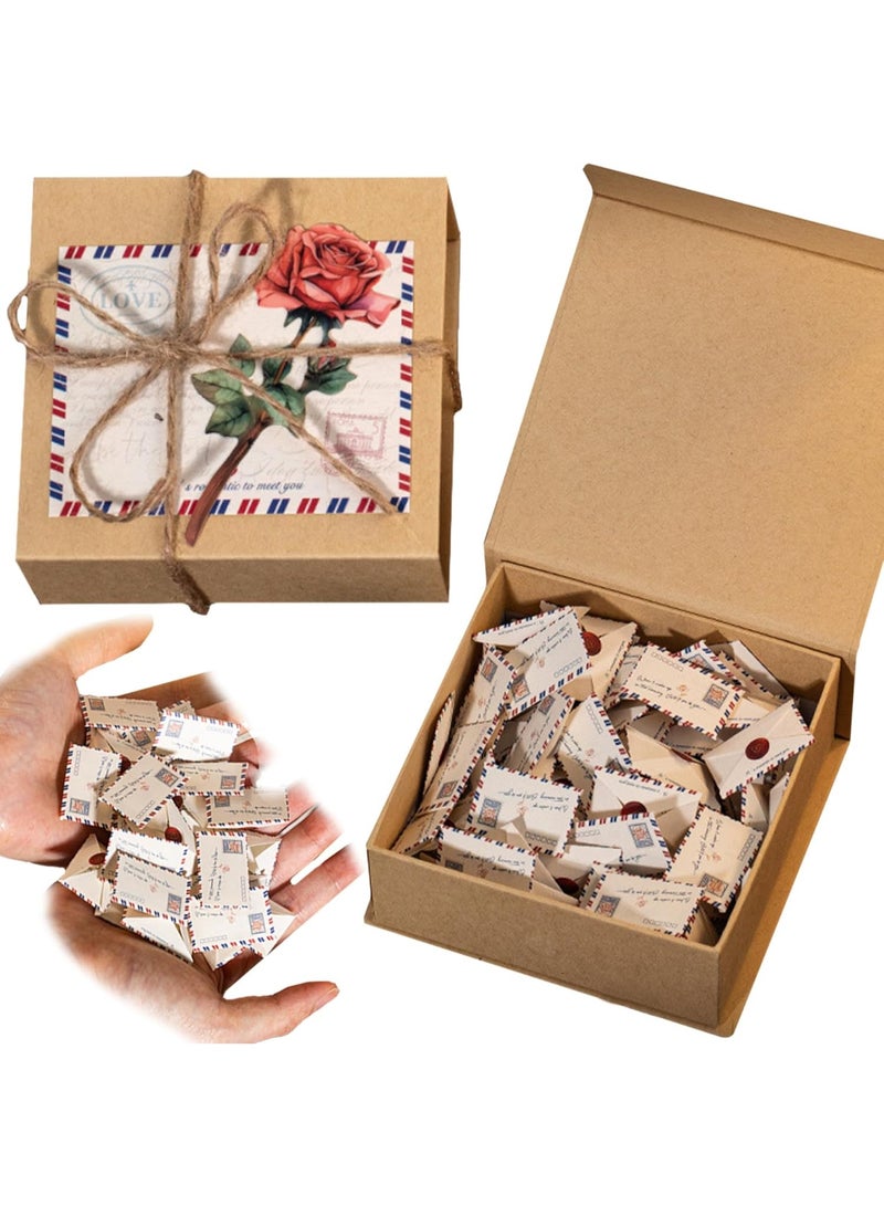 Bukela 1 Set Love Letter Box with Envelopes , 4x4x2 Inch Tiny DIY Cards & Love Notes, Romantic Gift for Long Distance Couples, Notes for Him & Her - Image 1