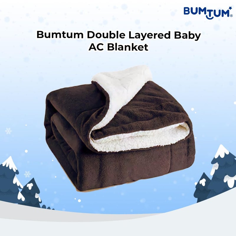 Bumtum Super Soft New Born Baby Double Layer AC Blanket | Wrapper Sheet for Baby Boys & Baby Girls | Lightweight | Super Comfortable (100cm x 80cm, Dark Brown) - Image 2