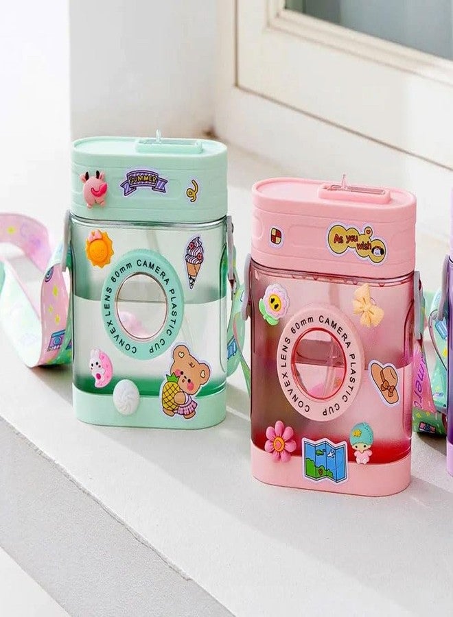 NEEL® Designer Water Bottle for Kids for School, Hanging Water Bottle, Bottle for Kids, Bottle with Straw Cute Hanging Bottle Birthday gift for Kids 1pcs Fancy Water Bottle Tumbler for Kids (Style 11) - Image 1