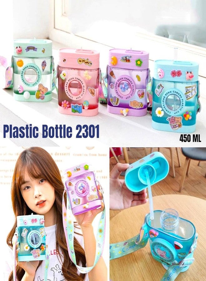 NEEL® Designer Water Bottle for Kids for School, Hanging Water Bottle, Bottle for Kids, Bottle with Straw Cute Hanging Bottle Birthday gift for Kids 1pcs Fancy Water Bottle Tumbler for Kids (Style 11) - Image 2