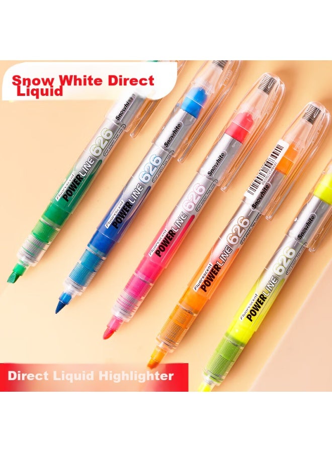 Snowhite 5-color Highlighters, Axe-shaped Tip Highlighting Pens, Colorful Highlighters For Note-taking, 5-piece Set, Pvp626 - Image 1