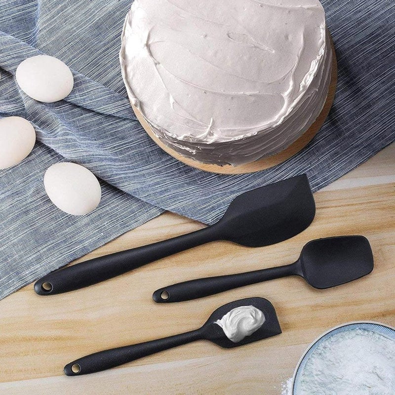 Unique Enterprise Silicone Spatula 450F HeatResistant Baking Spoon Spatula Silicone Ladle Green Combo NonStick Silicone Rubber with Stainless Steel Core Black - Image 4