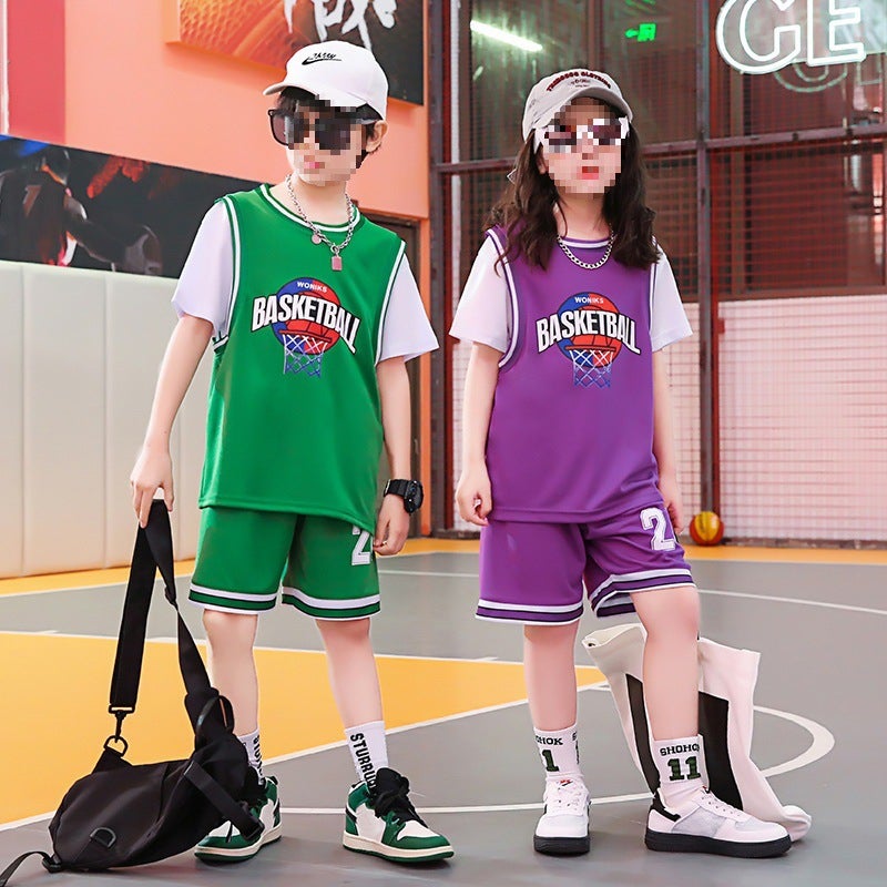 Children'S Basketball Uniform Printed No. 24 Short-Sleeved Suit Jersey Men'S Summer Sports Training Quick-Drying Breathable Jersey - Image 2