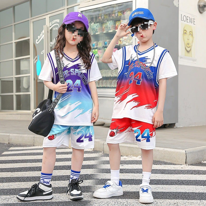 Children'S Basketball Uniform Printed No. 24 Short-Sleeved Suit Jersey Men'S Summer Sports Training Quick-Drying Breathable Jersey - Image 3