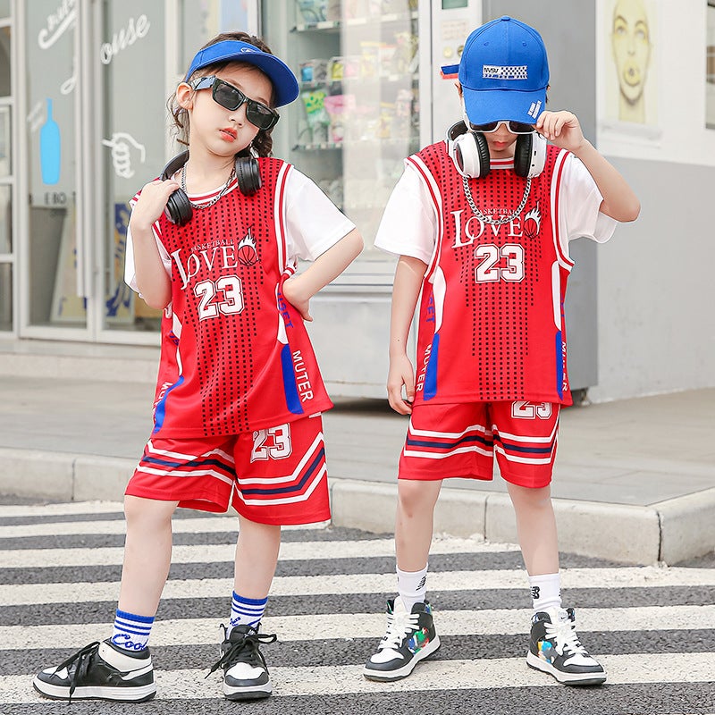 Children'S Basketball Uniform Printed No. 24 Short-Sleeved Suit Jersey Men'S Summer Sports Training Quick-Drying Breathable Jersey - Image 1