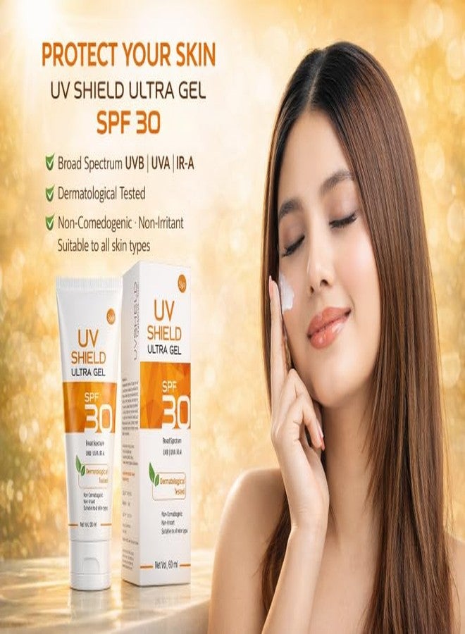 Dextron UV Shield Ultra Gel SPF 30, Broad Spectrum UVB/UVA/IR-A, Dermatologically Tested, Non-Comedogenic, 60ml - Image 3