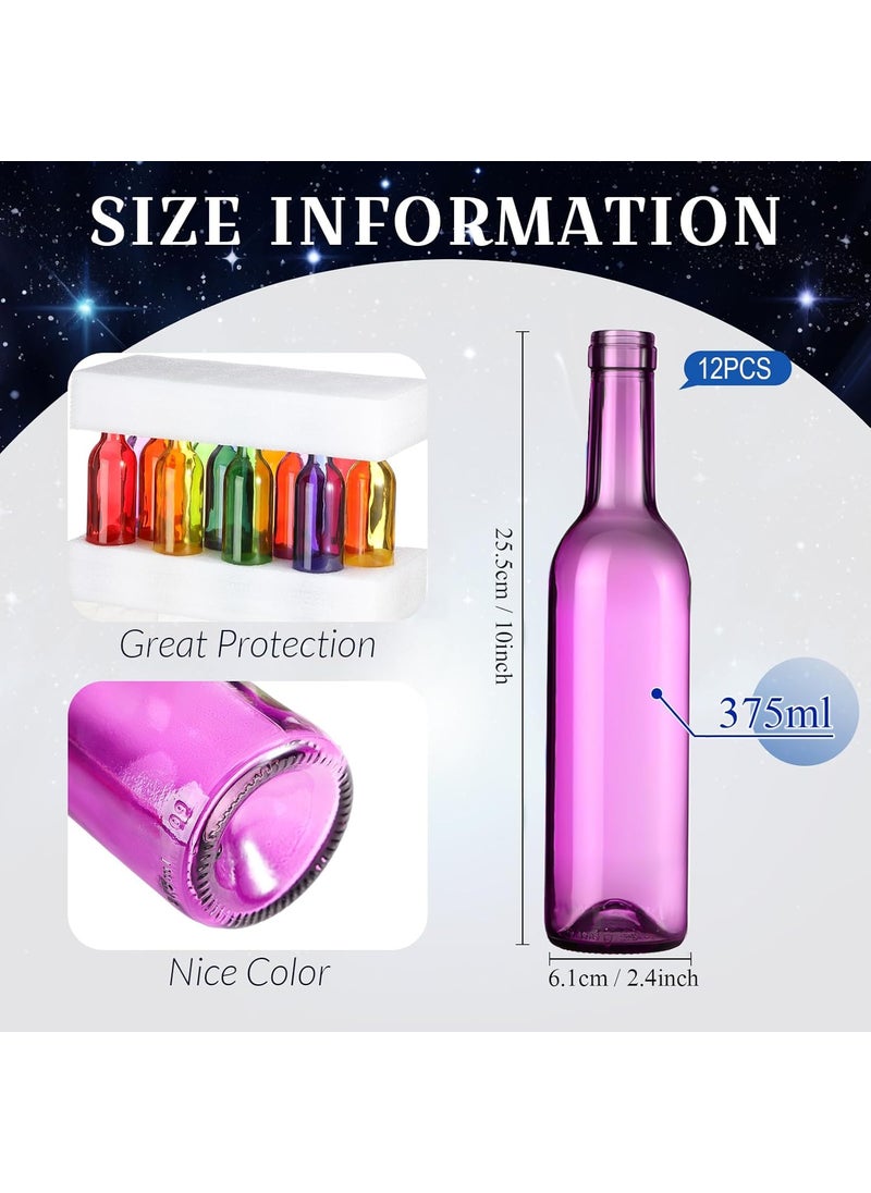 Rtteri Rtteri 24 Pack Decorative Colored Wine Bottles 375ml Empty Glass Bottles for Flowers Wedding Decor Centerpiece Christmas Party Favor DIY CraftsMulticolor375ml  - Image 2