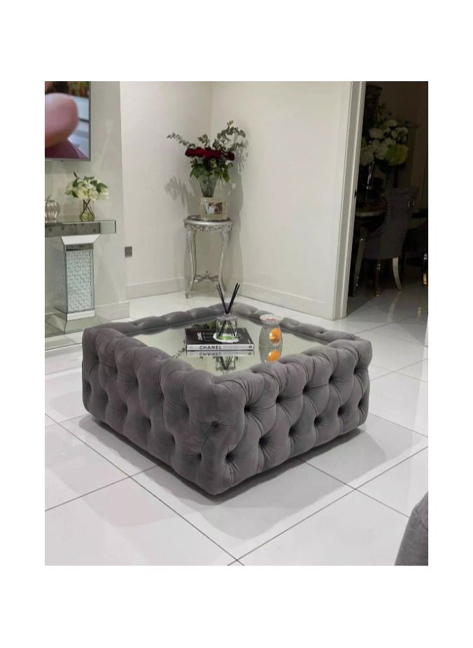 Ripple FURNITURE Furniture'S Button Design Centre Table (60X60X40 Cm , Dark Grey)  - Image 1