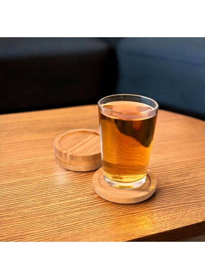 ‌4-Pack 3.75" Round Heavy-Duty Bamboo Coasters - 100% Eco-Friendly‌ - Image 2