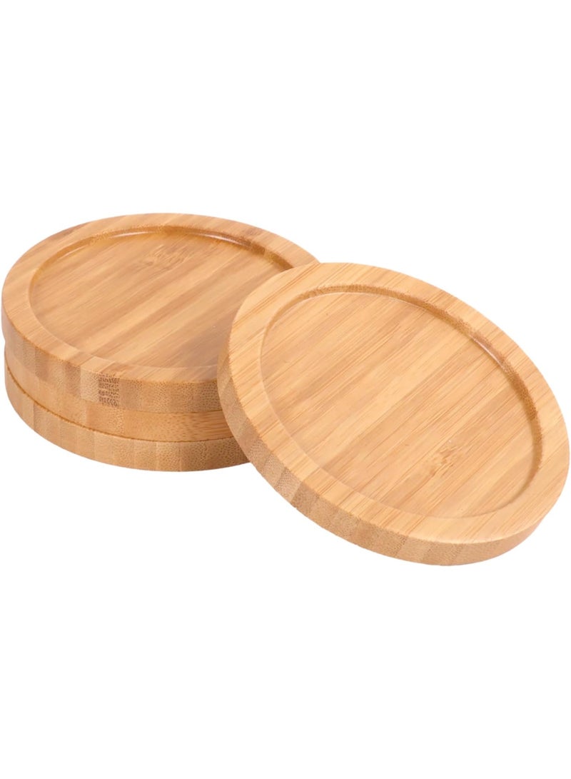 ‌4-Pack 3.75" Round Heavy-Duty Bamboo Coasters - 100% Eco-Friendly‌ - Image 1