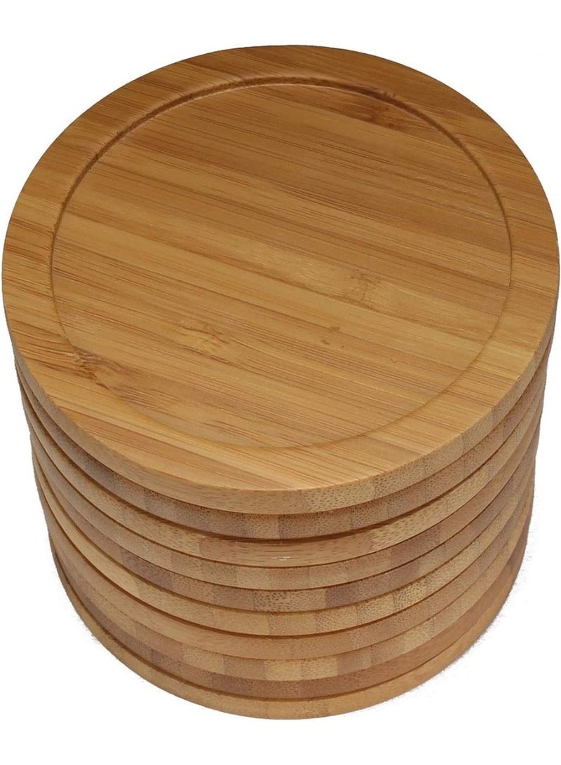 ‌4-Pack 3.75" Round Heavy-Duty Bamboo Coasters - 100% Eco-Friendly‌ - Image 5