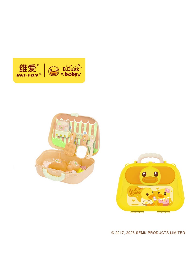 B.duck - Pretend Play Kids Vanity Set Beauty Princess Suitcase Set Portable Role Play Set with Accessories for Kids - Image 1