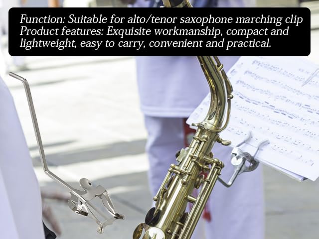 Walmine Silver Round Socket Metal Plating Sax Sheet Music Clip Holder Music Clip Lyre for Alto/Tenor Saxophone - Image 4