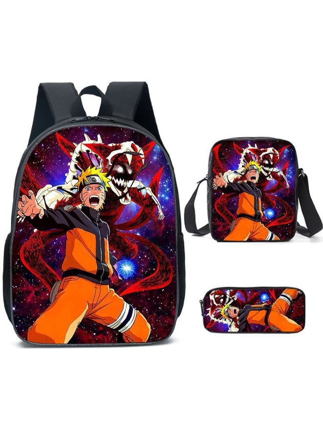 ناروتو على ظهره مقلمة حقيبة ثلاثة قطعة دعوى الرجال والنساء الترفيه الرياضة حقيبة السفر طالب حقيبة المدرسة - Image 1