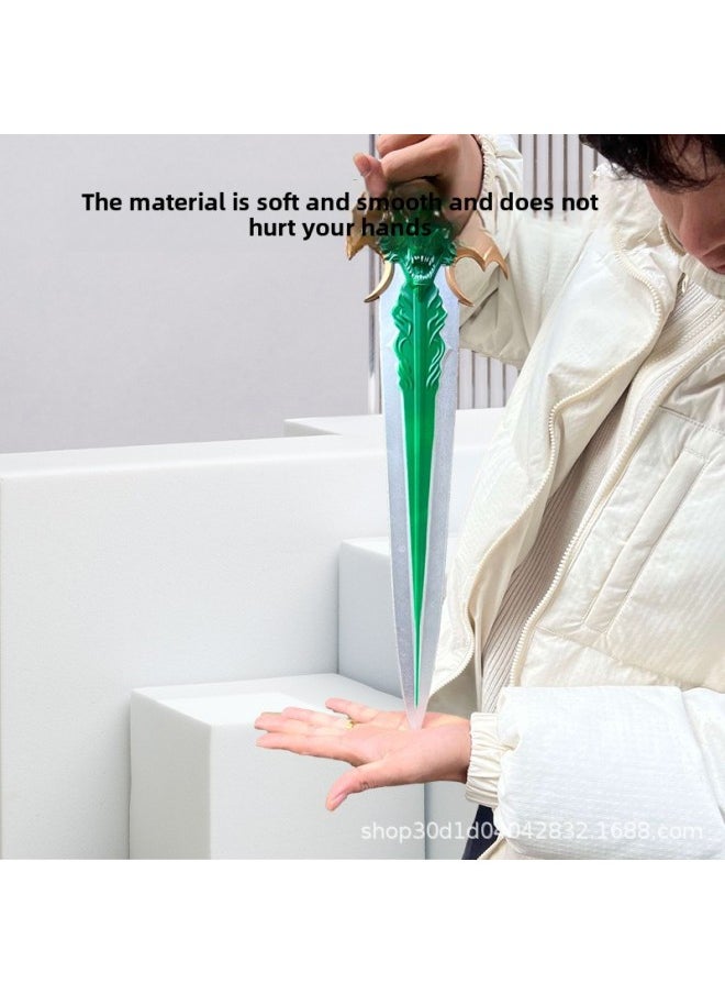 null - Big Sword Children's Toy Sword Boy's Weapon Four Beasts Blue Dragon Sword Shield Suit Safety PU Sword Soft Glue-Color:A Set Of Qinglong Sword Shields (60cm) - Image 1