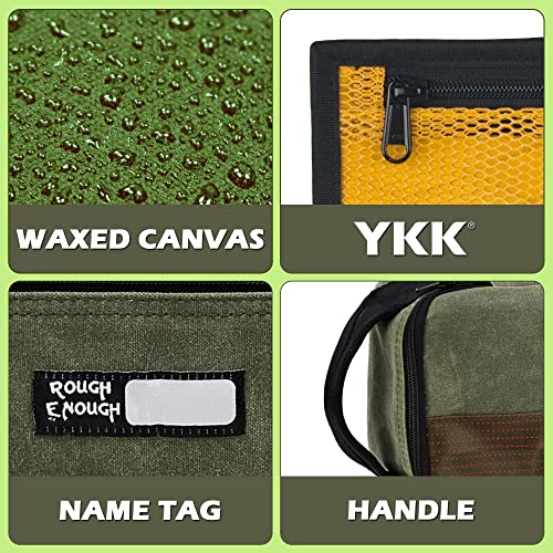 RE ROUGH ENOUGH Rough Enough Small Tool Bag Case Portable Box EDC Pouch Organizer with Handle, 12 Inch, Heavy Duty Canvas, Padded Lining, Tech Tactical Gear, Green - Image 3