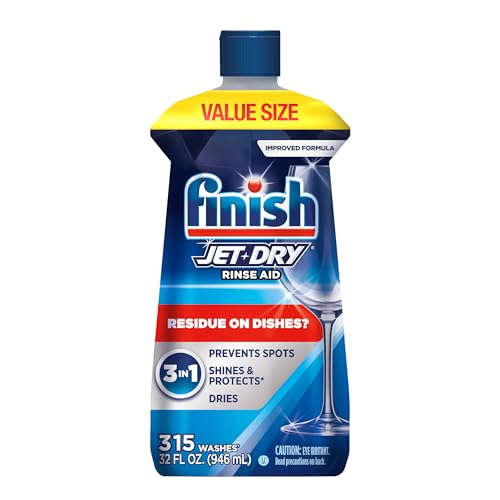 Finish Jet-Dry Dishwasher Rinse Aid, Compatible with Dishwasher Detergent, Prevents Spots & Residues, Dries, Shine & Protects, 32 oz, 300 washes - Image 1