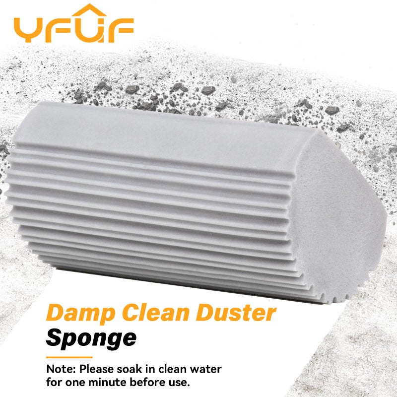 YFUIF 2 Pack Damp Clean Duster Sponge, Magic Sponge Eraser for Household Cleaning, Reusable Dusters Cleaning Supplies for Housekeeping, Dish, Blinds, Glass, Baseboards,Window Track Grooves and Faucets - Image 2