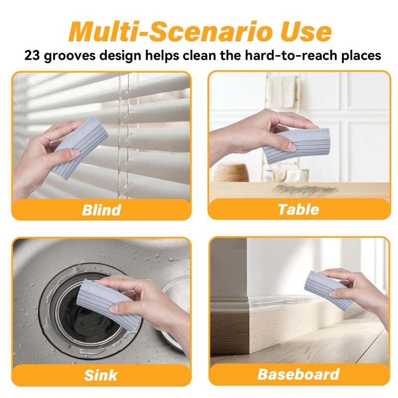 YFUIF 2 Pack Damp Clean Duster Sponge, Magic Sponge Eraser for Household Cleaning, Reusable Dusters Cleaning Supplies for Housekeeping, Dish, Blinds, Glass, Baseboards,Window Track Grooves and Faucets - Image 4