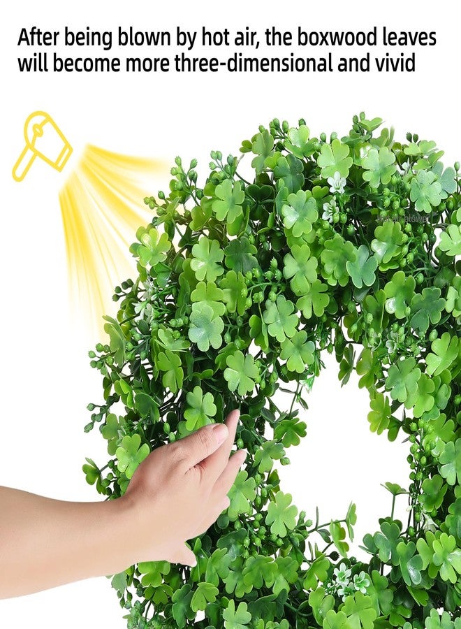 Huadanbor Wreath, St. Patrick's Day Wreaths, Wreaths for Front Door, Including Bowknot and Wreath Hanger, for Spring Summer. Indoors,Outdoors, corridors, Offices. (Green) - Image 4