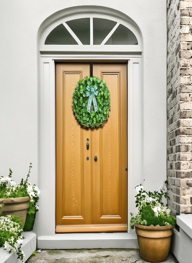 Huadanbor Wreath, St. Patrick's Day Wreaths, Wreaths for Front Door, Including Bowknot and Wreath Hanger, for Spring Summer. Indoors,Outdoors, corridors, Offices. (Green) - Image 5