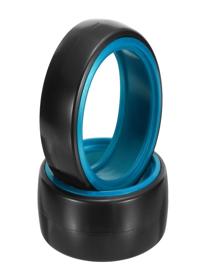 MECCANIXITY 2Pcs 1/10 RC On-Road Car Tyres, RC Drift Tires Hard Plastic Tyre Replacement for Remote Controlled Drifting Vehicles, Black Blue - Image 1