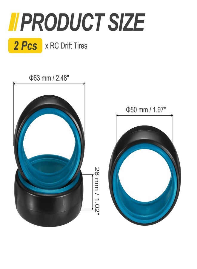MECCANIXITY 2Pcs 1/10 RC On-Road Car Tyres, RC Drift Tires Hard Plastic Tyre Replacement for Remote Controlled Drifting Vehicles, Black Blue - Image 2