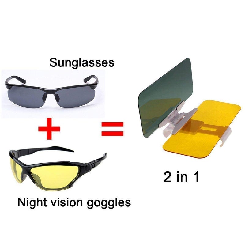 PIHARVA Car Day and Night Anti-Glare Visor, 2 in 1 Automobile Sun Anti-UV Block Visor Non Glare Anti-Dazzle Sunshade Mirror Goggles Shield for Driving Goggles - Image 5