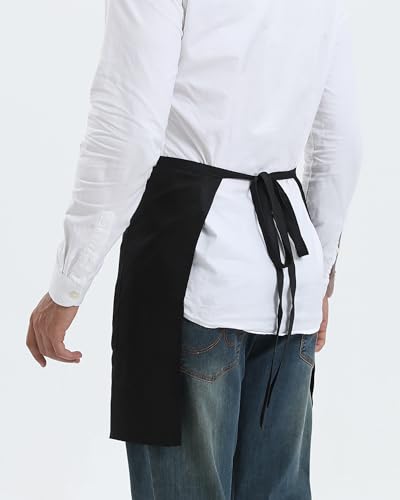 Xeoxarel 1 Pack Bistro Half Aprons with 4 Pockets, Unisex Waitress Waiter Waist Server Apron for Women and Men 27''X18'' - Image 4