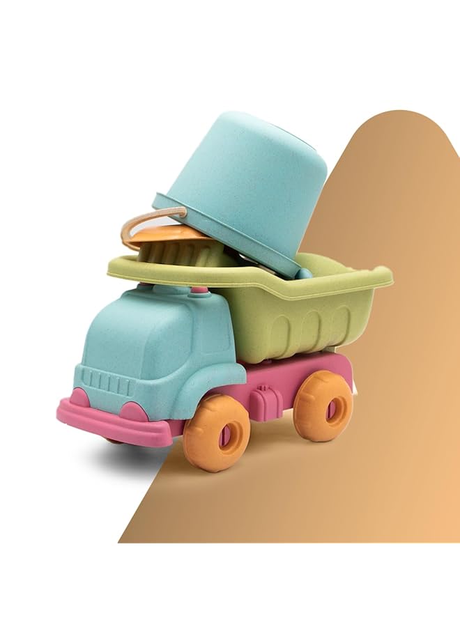 IToys Beach Sand Toy Truck Set Pastel Colours 42 X 21 X 15 Cm Dump Truck With Bucket And Sand Tools - Image 1