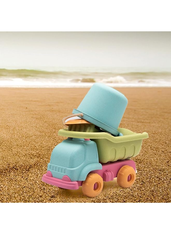 IToys Beach Sand Toy Truck Set Pastel Colours 42 X 21 X 15 Cm Dump Truck With Bucket And Sand Tools - Image 2