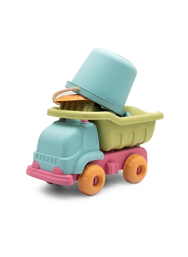 IToys Beach Sand Toy Truck Set Pastel Colours 42 X 21 X 15 Cm Dump Truck With Bucket And Sand Tools - Image 5