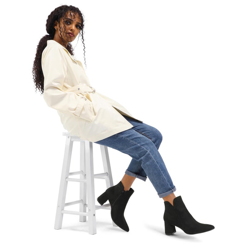mysoft Women's Ankle Boots Chunky Block Low Heel Comfortable Pointed Toe Side V Cutout Dressy Office Booties with Zipper - Image 3