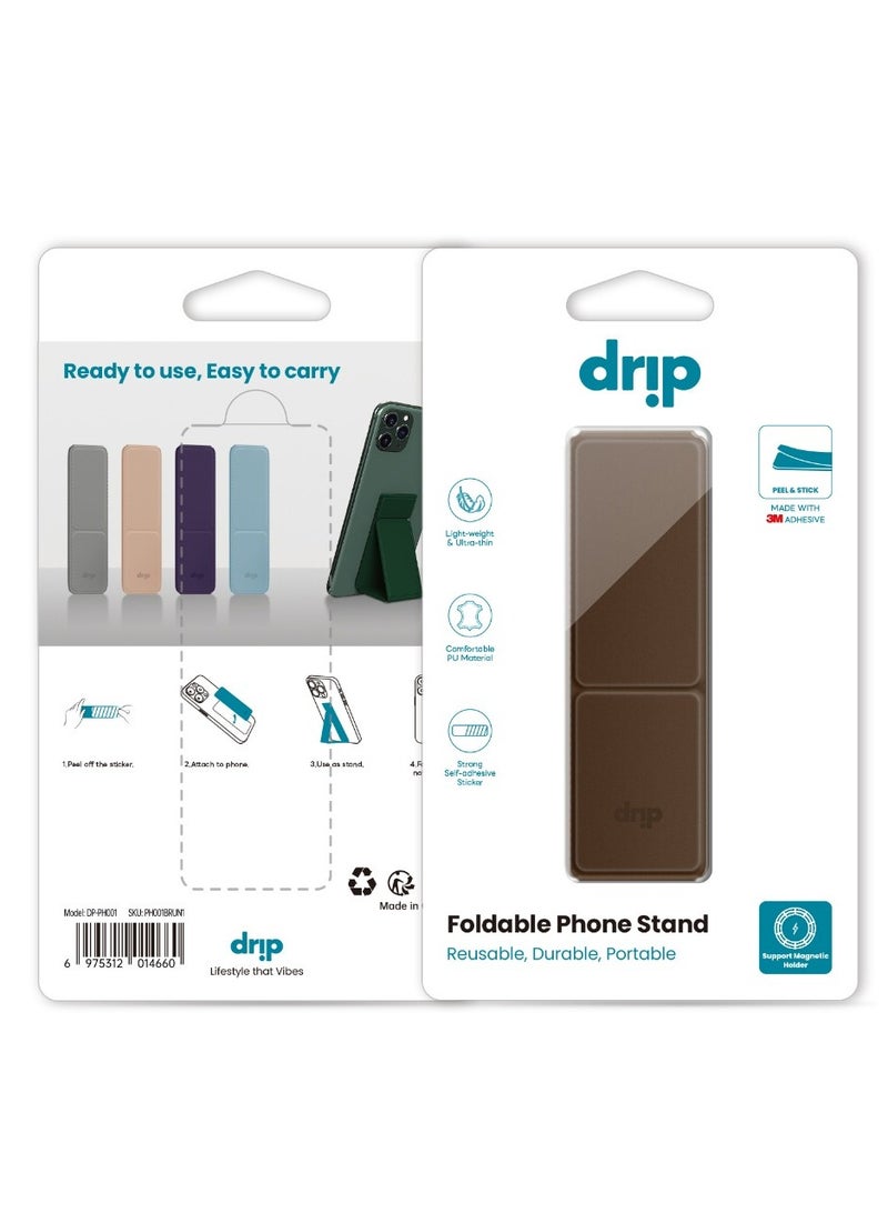 دريب حامل هاتف قابل للطي من Drip - خفيف الوزن، متين، سهل الحمل، متعدد الاستخدامات ومزود بتصميم مريح - صنع باستخدام مادة PU اللاصقة من 3M، مناسب لجميع الهواتف الذكية. - Image 1