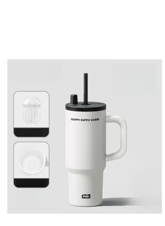Ceramic Lined Insulated Cup, 710ml Large Capacity Water Cup, Straw Cup, Cold Insulation Car Ice Cream Cup  - Image 1
