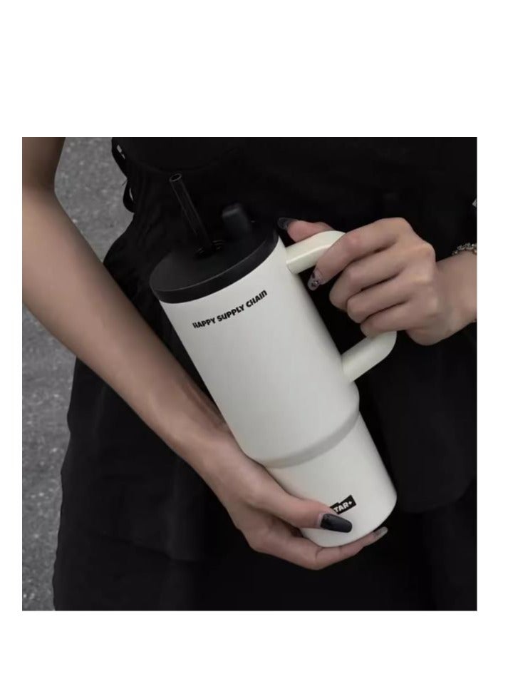 Ceramic Lined Insulated Cup, 710ml Large Capacity Water Cup, Straw Cup, Cold Insulation Car Ice Cream Cup  - Image 3