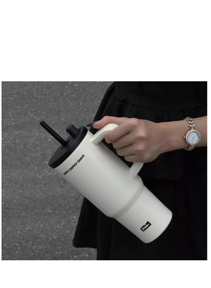 Ceramic Lined Insulated Cup, 710ml Large Capacity Water Cup, Straw Cup, Cold Insulation Car Ice Cream Cup  - Image 4