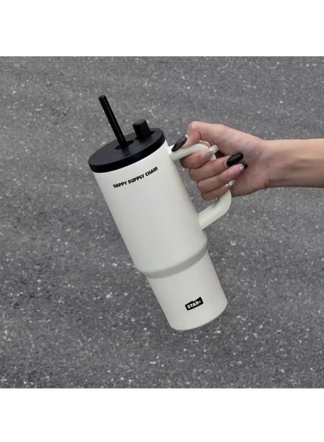 Ceramic Lined Insulated Cup, 710ml Large Capacity Water Cup, Straw Cup, Cold Insulation Car Ice Cream Cup  - Image 5
