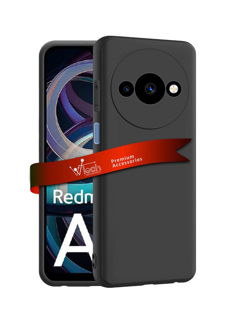 Wtech Soft Liquid Silicone Case Cover For Xiaomi Redmi A3 4G 2024 Black - Image 1