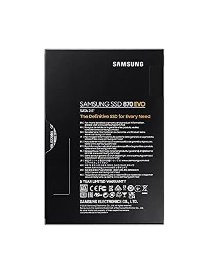 500GB 870 EVO SATA III 2.5" Internal SSD, Up to 560 MB/s Seq Read & 530 MB/s Seq Write Speed, V-NAND Technology, 512MB LPDDR4 Cache, MKX Controller, 1.5M Hrs. MTBF, Black | MZ-77E500BW 500 GB