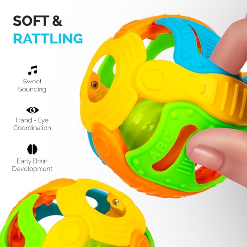 Ratna's Jazz Gift Set, 2-in-1 Baby Toys with Pull Along Lion and Rattling Ball, New Born Toys for 6 Month+ Old Baby - Image 2
