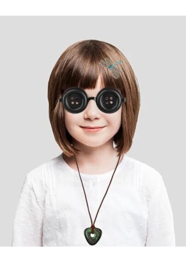 TFiOXL 4 Pcs Accessories Fit for Cosplay Costume, Button Eyes Glasses, Key Necklace, Hair Clip, Green Stone Set for Girls and Boys - Image 2