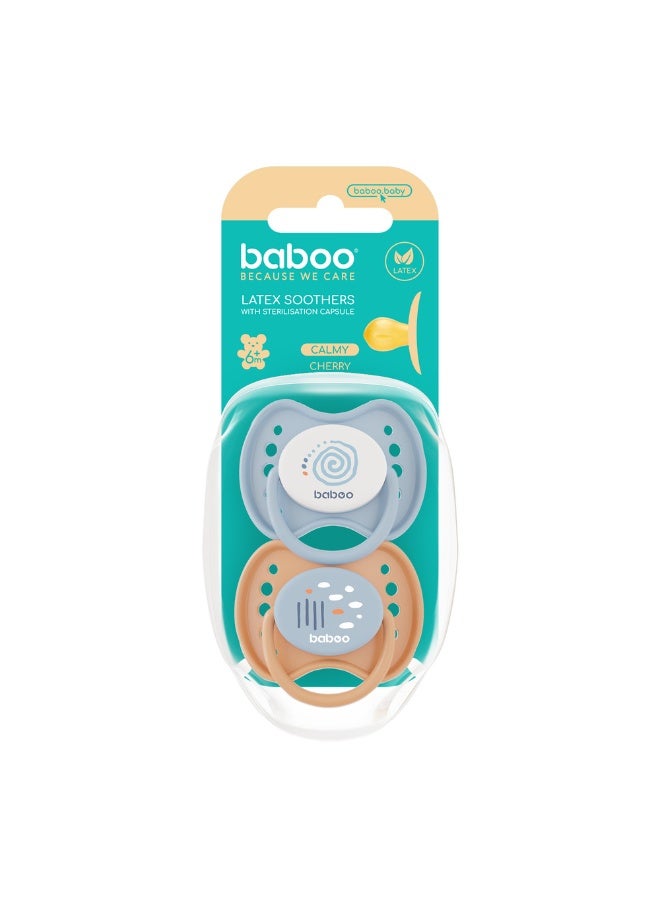 Baboo Round Latex Baby Pacifier With Sterilizer Box | Natural Rubber Baby Pacifier | Round Nipple | Set of 2 BPA-Free Soothers | 0+ Month (Pack of 2) | Blue Haze - Image 1