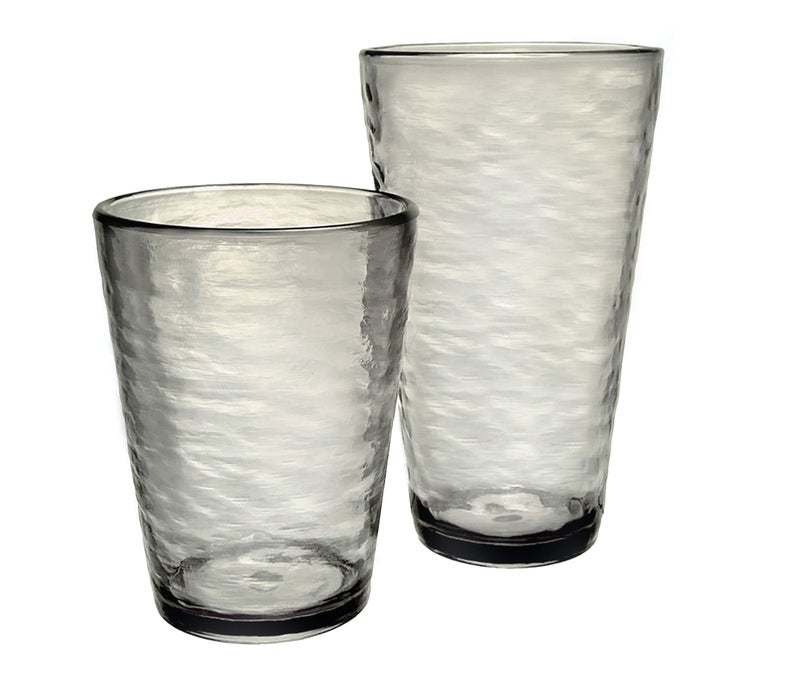 MARCUS HOME KLIFA RIPPLE 16 225 ounce Set of 8 Acrylic Tumbler Highball Drinking Glasses Cups BPAFree Stackable Plastic Drinkware Dishwasher Safe GrayBlack