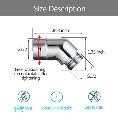 LUOFANT Shower Head Elbow Adapter, Shower Arm Elbow Adapter for Hand Showers and Wall-mounted Showers，Shower Arm Extension (135degree） - Image 2